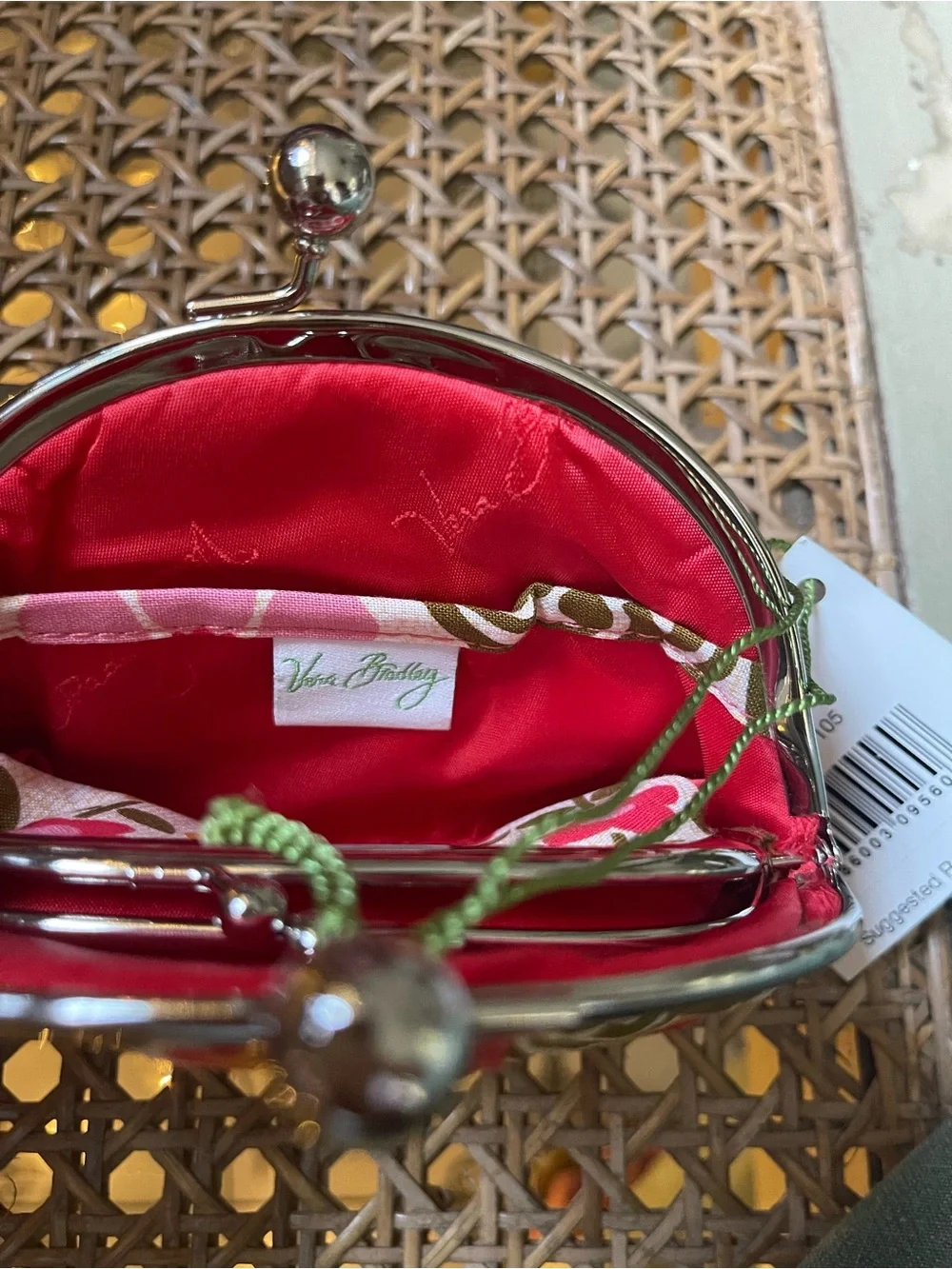 Vera Bradley Vintage “Folkloric” Pink Floral Quilted Kiss-Lock Coin Purse NWT